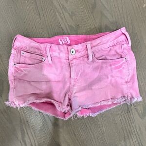 Vintage lowcut Bullhead Women’s Boho Pink Raw Hem Denim Jean Shorts Sz 7